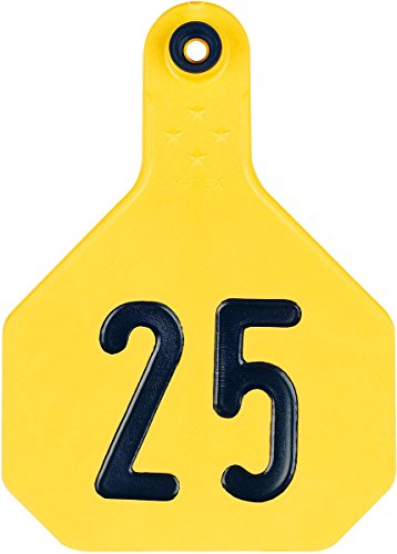 YTex 4 Star Large Cattle ID Ear Tags Yellow Numbered 176-200