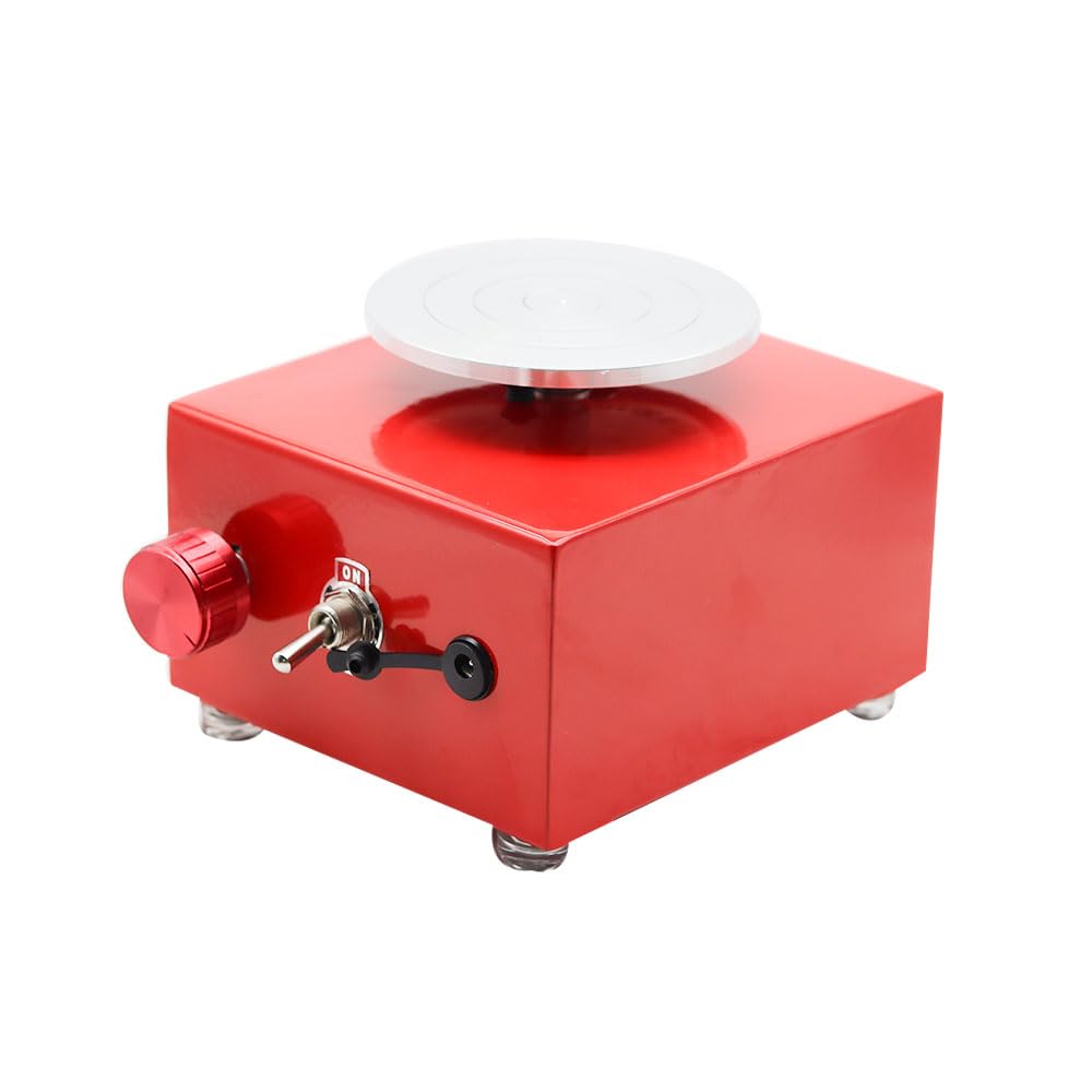 Mini gramofony koło garncarskie maszyna garncarska elektryczne koło garncarskie DIY Craft koło garncarskie narzędzia ceramiczne narzędzia gliniane z tacą Narzędzie DIY(Rood)