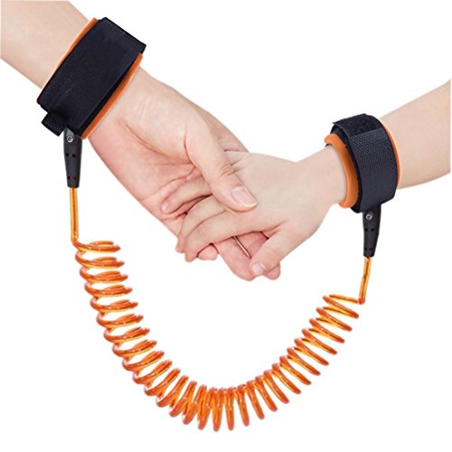 Bestland Baby Kinder Anti-Verloren Sicherheit Handgelenk Link Verstellbare Handgelenkschlaufen Gehender Handgurt Rein Harness Sicherheit Elastisches Drahtseil (1.5m, Orange)