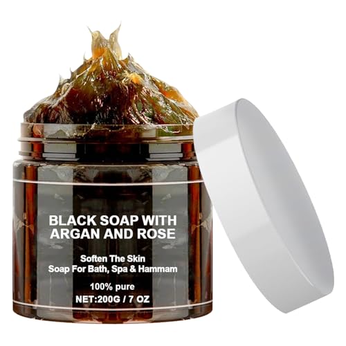 GNAUMORE Barra de Jabón Negro Africano,Exfoliante Corporal Marruecos,Limpieza Profunda y Suavidad de la Piel, Ingredientes Naturales para Calmar y Nutrir la Piel,200G