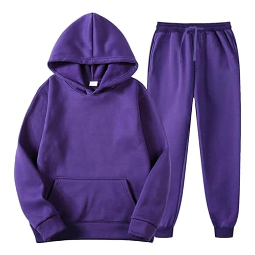 Teen Girls 2 Piece Jogging Set Plain Pullover Hoodies Sweatpants Sweatsuits Fleece Warm Tracksuits with Pockets2