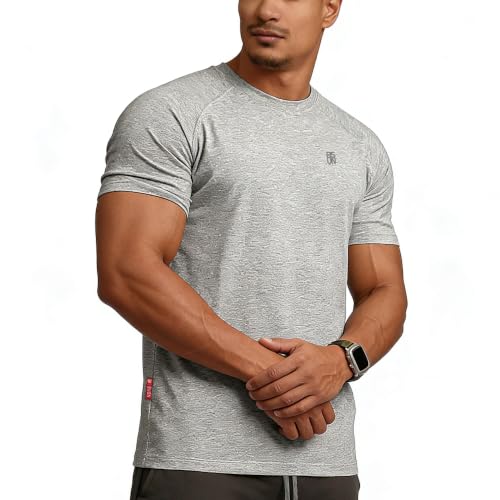Image of Casual Short Sleeve Crew Neck Classic Wicking Breathable Fitness Muscle Athletic T Shirts Mens