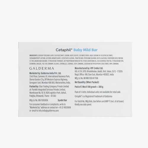 Image of Cetaphil Baby Mild Cleansing Bar for Newborns & Babies 3 x 100 gm | With Shea Butter, Avocado Oil & Olive Oil | Gentle, Hypoallergenic, Pediatrician Recommended | Dry & Sensitive Skin