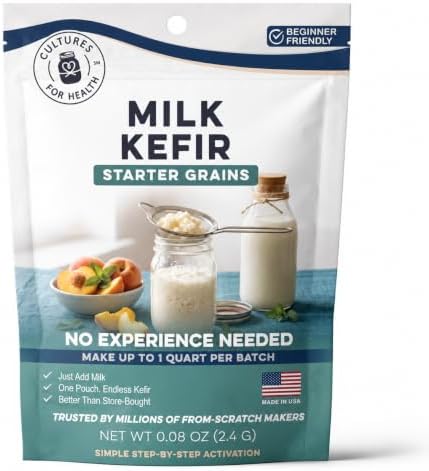 Cultures for Health Milk Kefir Grains | DIY Frothy Dairy Non-GMO Probiotic Drink for Stronger Gut Health | Limitless Heirloom Style Starter | Easy to Flavor or Add to Recipes | Bulgaros De Leche