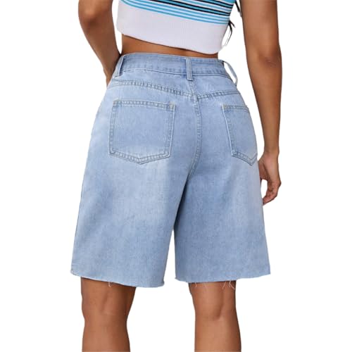 Bermuda en jean pour femme à coupe ample droite et confortable - 4
