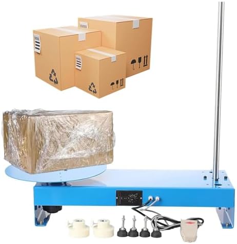 Semi-Automatic Electric Stretch Film Wrapping Machine with 40cm Turntable, 220lbs Load Capacity, Rotary Table Dispenser for Industrial Warehouse Packaging Solutions