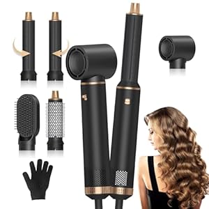 5 in 1 Airstyler, 1000W Multifunktionaler Haarstyler Set, Warmluftbürste Set mit Haarföhn, Lockenstab Automatisch, Föhnbürste, Hair-styler für Haarglätter, Locken, Volumen, Trocknen
