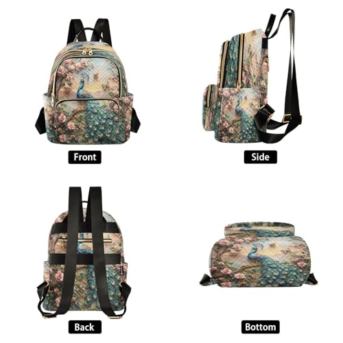 Image of ALAZA Peacock Butterfly Peony Women Backpack Purse Ladies Fashion Shoulder Bag Daypack Travel Bag 7.5L