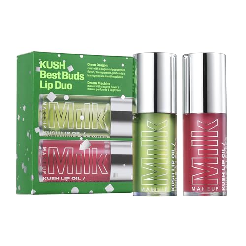 Milk Makeup KUSH Best Buds Lip Duo - Hydrating Lip Oil Set - Includes 2 Tints: Green Dragon + Dream Machine - Lightweight, Non Greasy, Non Sticky - Vegan, Cruelty Free