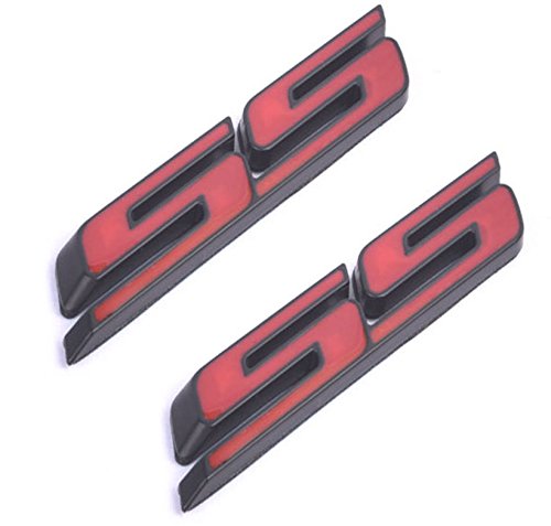 Image of Aimoll 2pcs SS Emblems ABS Sticker 3D Logo for Impala Cobalt Camaro 2010 2011 2012 2013 2014 2015 2016 2017. (Black Red)