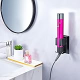 YAYINLI Hair Dryer Holder Wall Mounted, Hair Dryer and Straightener Holder, Hair Straightener Organiser, Adhesive Curling Iron Holder for Bathroom (Black) - Image 3