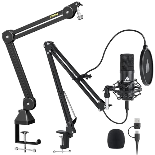 MAONO USB XLR Condenser Microphone, Podcast Equipment Bundle PC Computer with Software for Recording, Studio, Singing, YouTube (A04 Gen2+BA37)