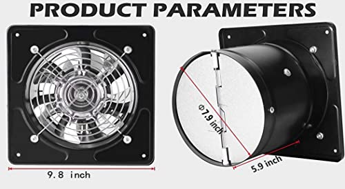 Nalle-8-inch-Exhaust-Fan-80W-500CFM-Through-wall-installation-Ventilation-Fan-110V-Exhaust-Smoke-Fan-Ventilation-for-KitchenBathroomlaundry-roomToiletsGarageShopping-Mall-Black