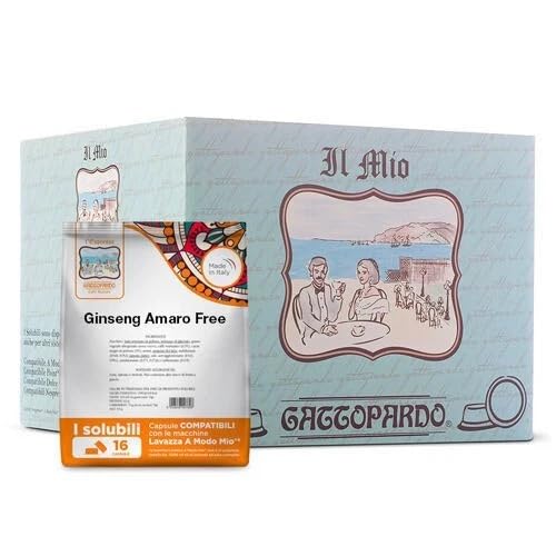 128 Capsule GINSENG AMARO GATTOPARDO Compatibili con A Modo Mio Per Macchine Caffè Sistema Lavazza A Modo Mio To.da 8 Sacchetti da 16 Capsule