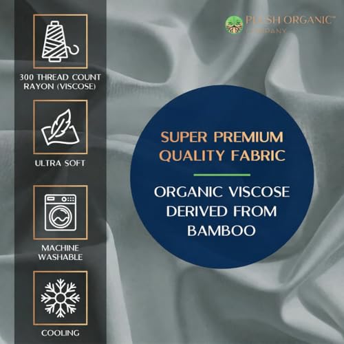 Image of Queen Luxury 4 Piece Bedsheet Set, Harbor Mist with White Piping, Cooling Resort Bedding, Deep Pockets, Ultra Soft, Viscose (Rayon) derived from bamboo, Organically grown, 300 Thread Count