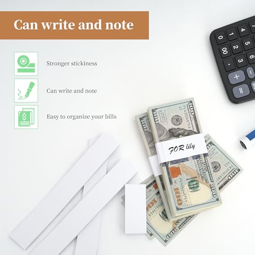 PONNOR Money Bands White Kraft Currency Straps Self Adhesive Currency Straps for Bill(550PCS, 7.6x1.1 in) - Thumbnail 3