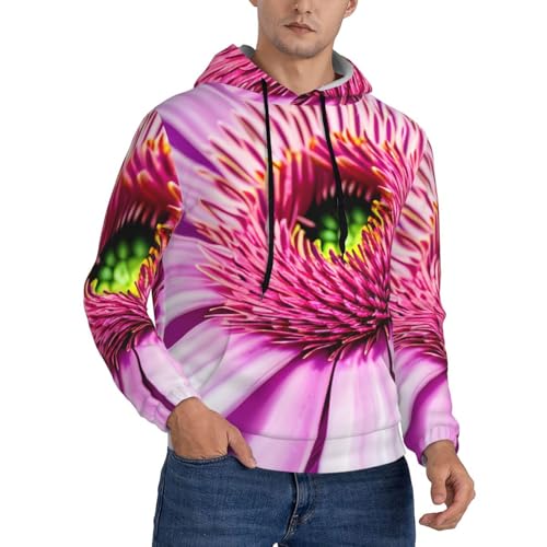 Sweat à capuche pour homme premium noir et fleur tropicale rose XL