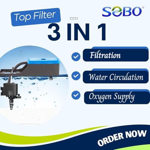 Sobo WP-780F | 10W | 800L/Hr | Suitable for 30cm - 42cm Tank Aquarium Top Filter with 1 Feet Sponge | Efficient Filtration for Clean & Clear Water Maintain