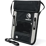 Venture4th Portadocumentos de Cuello Cartera de Viaje Anti Robo para Mujeres, con Tecnología RFID para Viajar con Total Seguridad (Negro)