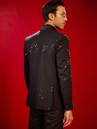 Image of VASTRAMAY Men's Black Schiffli Blazer - M VASMCT024BL 38