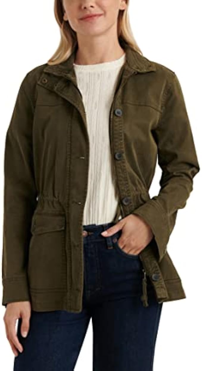 Lucky Brand Women's Long Sleeve Button Up Two Pocket Utility Jacket