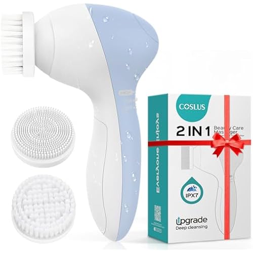 COSLUS Facial Cleansing Brush Face Scrubber, Standard Set, Blue