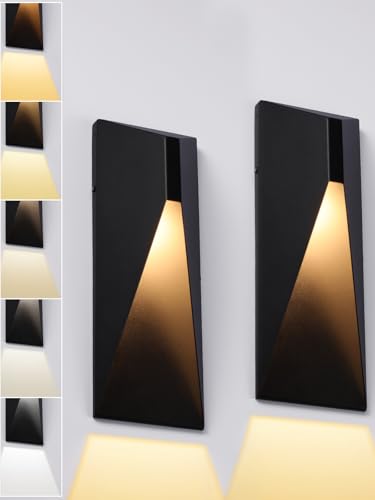 LEONLITE 5CCT Dimmable LED Modern Outdoor Wall Light, 100-277V, CRI 90+ ETL Listed IP65 Dark Sky...