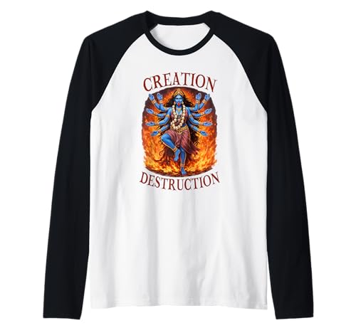 Kali Maa Goddess Hindu Spiritual Creation Destruction Raglan Baseball Tee