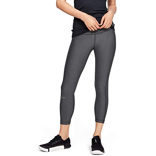 Under Armour Women's HeatGear Armour High Waisted Ankle Crop Leggings , Charcoal Light Heather (019)/Metallic Silver , X-Small