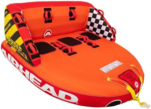 Airhead Mable Towable Tube for Boating, 1-4 Rider Inflatable Boat Tube for Water Tubing, Heavy Duty Full Nylon Cover, EVA Foam Pads, Dual Tow Point, Patented Speed Safety Valve