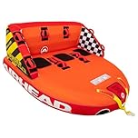 Airhead Super Mable, 1-3 Rider - Inflatable Towable Tube for Boating and Water Sports, Heavy Duty Full Nylon Cover & Zipper with EVA Foam Padding, Easy Inflating & Deflating