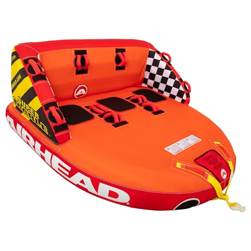 Airhead Super Mable Towable Tube | 1-3 Rider Towable Tube for Boating and Water Sports | Dual Tow Points | Full Nylon Cover | EVA Foam Pads | Patented Speed Valve | Boat Tubes and Towables