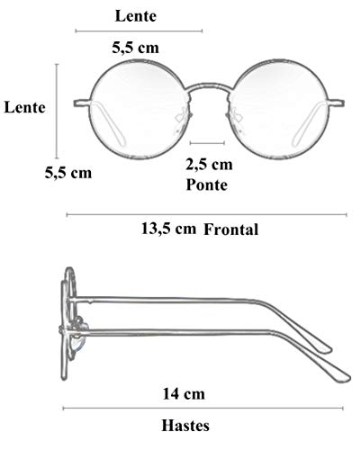 Óculos Escuro/de Sol Estilo Ozzy/John Lennon - Proteção UV 400 (Armação em Tom Grafite, Escuras)
