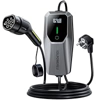 VDLPOWEREU Ladekabel Typ 2, 3.6KW /5M Ladekabel Elektroauto, 6A-16A LED-Anzeige Tragbare EV Ladegerät, Typ 2 für Elektrofahrzeuge mit Einphasigem EU-Schuko, IP65(Norm IEC 62196-2) – Ansicht 1