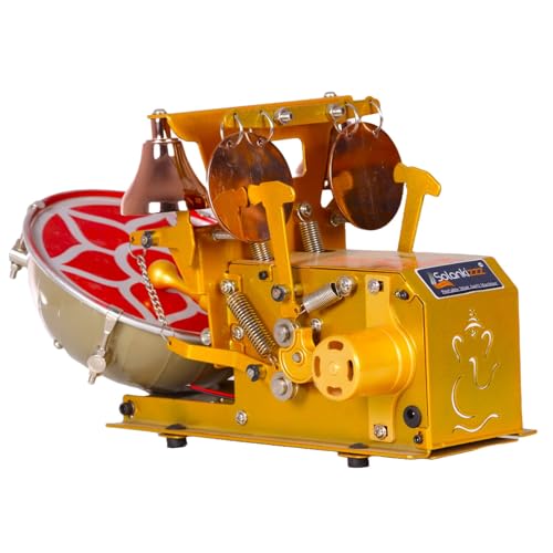 Image of God-Mantras, Shankh & Mayur Sound Fully Automatic Electric Mini Aarti Machine With Nagara, 2-Bells & Jalar For Home Temple, Satsang Or Pooja Room (Deluxe)