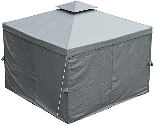 Outsunny 3 x 3 m Garden Metal Gazebo Marquee Patio Wedding Party Tent Canopy Shelter with Pavilion Sidewalls (Dark Grey)