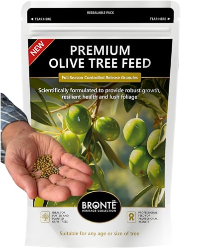 Bronte Heritage Olive Tree Feed Controlled-Release Fertiliser Plant Food for Olive Trees in Pots Patios & Gardens Easy-Apply Granules for Evergreen Lush Foliage & Robust Growth 120g Pouch