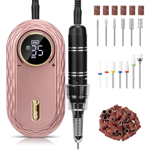 Torno de Uñas Recargable Profesional: Madenia 35000RPM Inalambrico Lima de Uñas Electrica, Portátil USB Torno de Uñas de Gel Acrílico Manicura y Pedicura para Salón y Uso en Casa