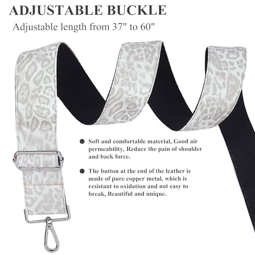 Image of Purse Straps Replacement Crossbody,Crochet Purse Strap for Handbags,Wide Shoulder Straps for Bags(1-Leopard White)
