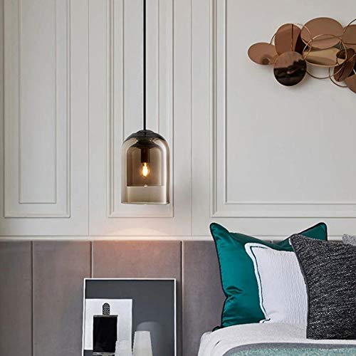 Lustre LED en fer forgé moderne et lampe suspendue en verre à tête unique - 6