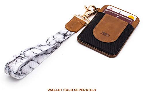 Image of POCKT Keychain Wristlet for Women and Men, Cute Wrist Lanyard for Keys, Short Key Chain Strap for Car Keys, Wallet, ID Badge & Phone | Marble