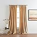 DKNY Velvet Inverted Pleat with Buttons Back Tab Window Curtain Panel Pair, 32 x 84 inch, Gold