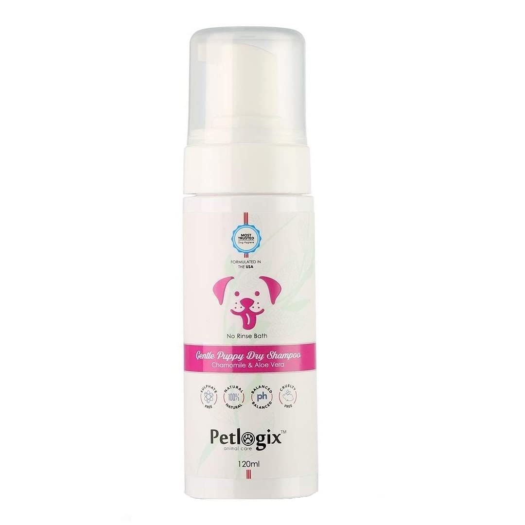 Petlogix Natural Gentle Puppy Dry Shampoo with Aloe Vera & Chamomile Waterless Bath Foam for Spot Cleaning Dogs & Cats Mineral Oil, SLS & Paraben Free, 120ml (B07PV6ZBQH) Amazon Price History, Amazon Price Tracker