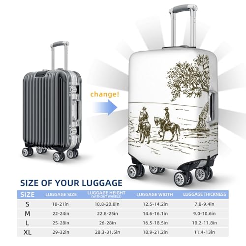 Cowboys Riding A Horse Near A Tree For Travel Luggage Cover Suitcase Protector Fits 18-32 Inch Travel Luggage Protector Elastic Luggage Anti-Scratch Suitcase Cover4