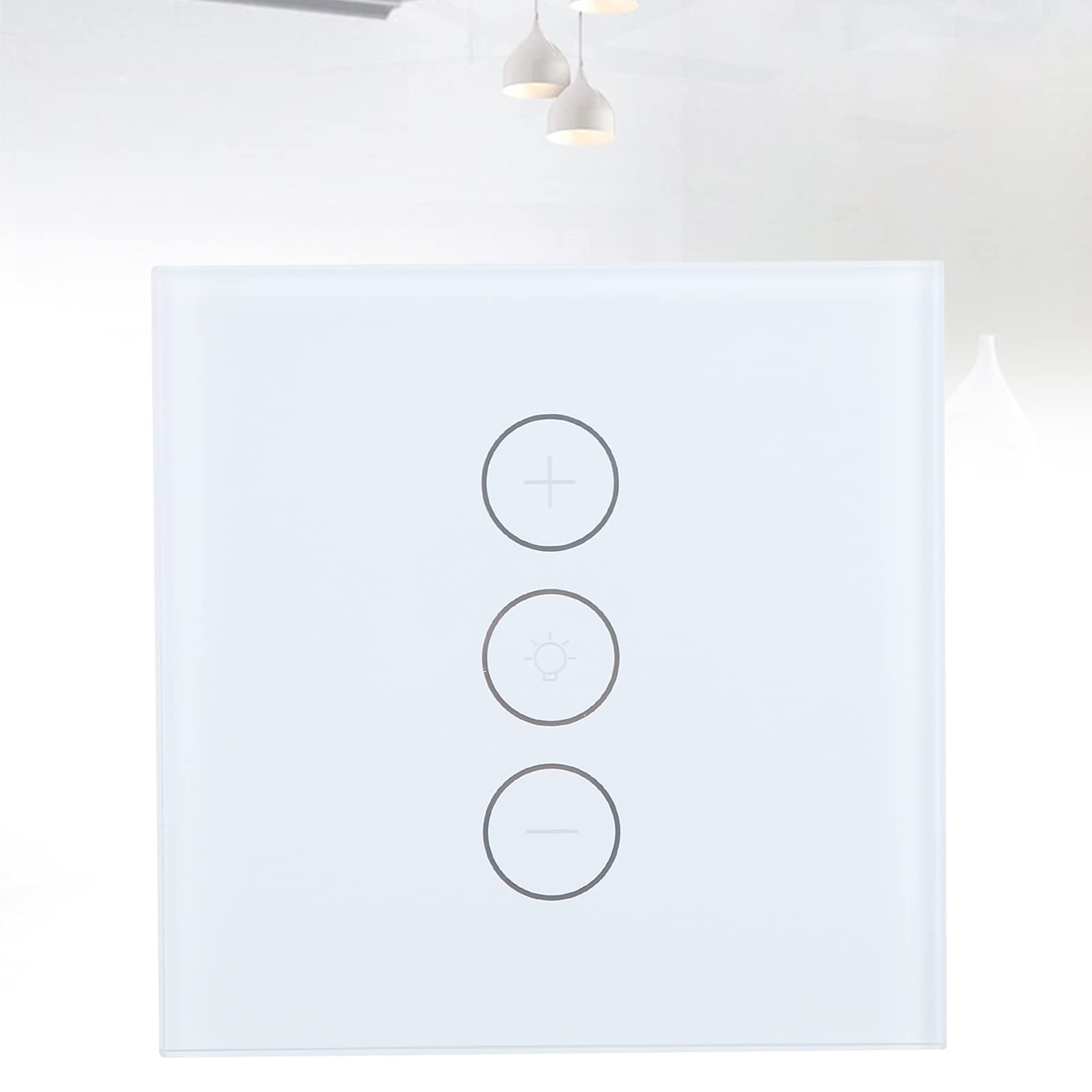 Interruptor Táctil Inteligente 3Gang WiFi, Control por App y Voz/Home, Atenuador de Luz Regulable, Compatible con Asistente Virtual, Timer Programable, Diseño Moderno en Blanco