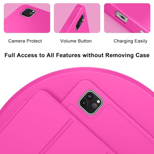 Image of ZryXal New iPad Pro 13 Inch Case (M5) 2025 / (M4) 2024 with Pencil Holder, Smart iPad Case [Support Pencil Pro and Pencil (USB-C)], Support Touch ID and Auto Wake /Sleep (New Rose Red)