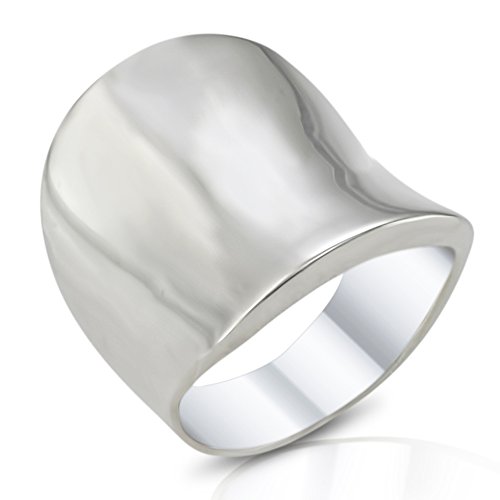 Sterling Silver Cool Plain 22MM Wide Front Design Band Ring - Size 12