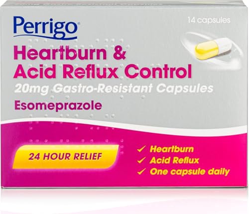 Esomeprazole 20mg Heartburn & Acid Reflux Control 24-Hour Acid Reducer for Indigestion & Heartburn Fast-Acting Delayed-Release Capsules Reduces Stomach Acid 14 Count