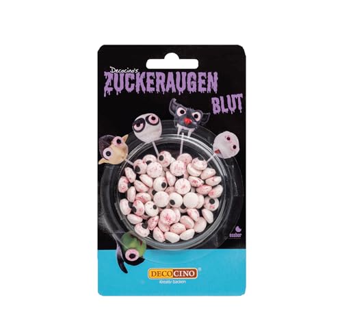 DECOCINO Blutige Augen Halloween 25 g süße Zuckerstreusel für Cupcakes Muffins und Torten Halloween Streudeko für Mottopartys und Backdekoration