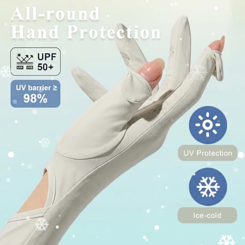 Image of PALAY Hand Gloves for Sun Protection Cooling UV Protection Arm Sleeves for Women Men, Nylon Ice Silk Hand Cover Arm Sleeves for Bike Riding Hiking - Anti-slip & Breathable